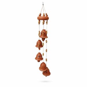 Decorative Hanging Terracotta Good Luck Clay Wind Chime Terracotta Natural 5 Bells
