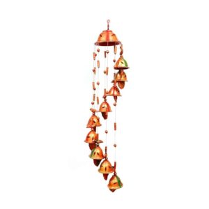 Decorative Hanging Terracotta Good Luck Clay Wind Chime with 9 Bells Multicolour