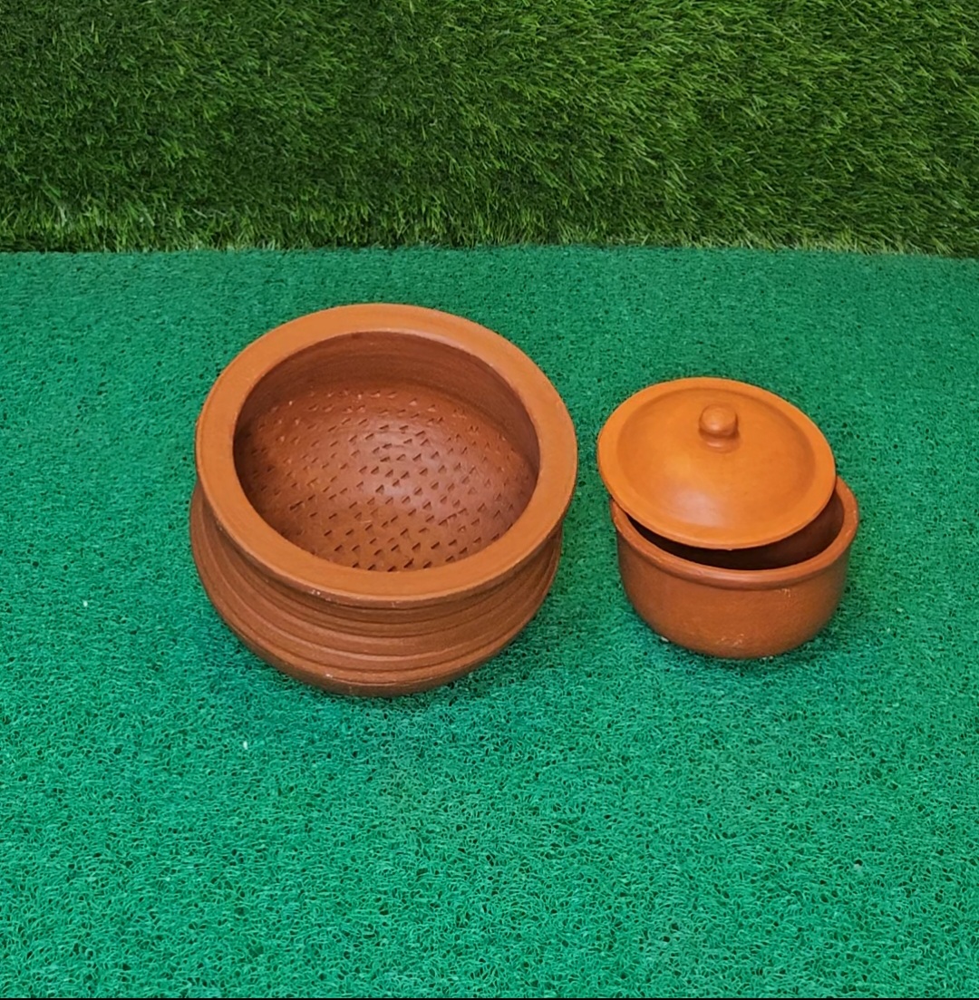 ChennaiPots Traditional Handmade Kothu Chatti 2 ltrs & Curd Bowl 550 ml (Combo)
